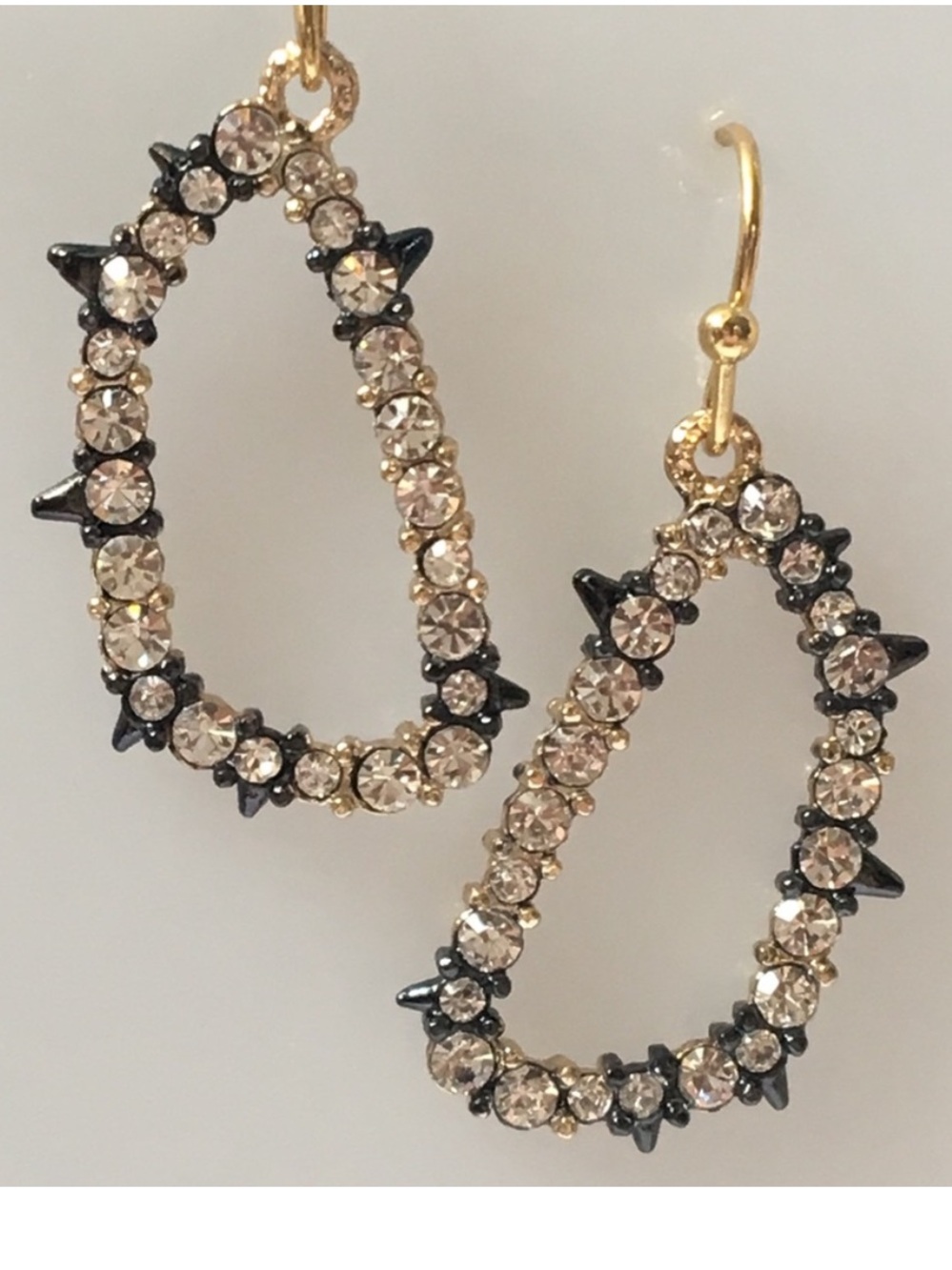 ALEXIS BITTAR • 2-Tone Gold Gunmetal Crystal Thorny Drop Earrings